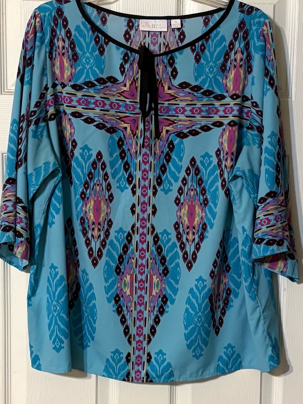 Belle by Kim Gravel Boho Tie-Front Blouse